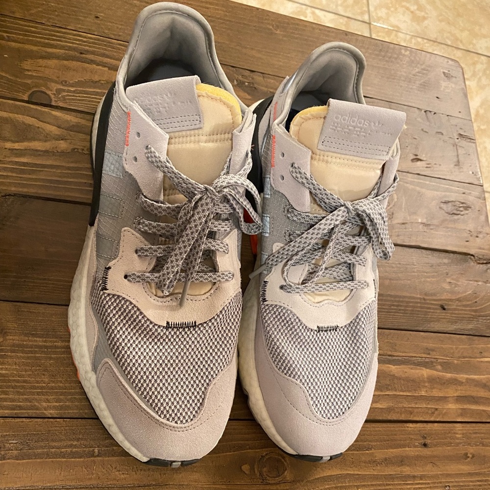 Adidas Nite Jogger Grey Two Solar Orange - Men Size 12
